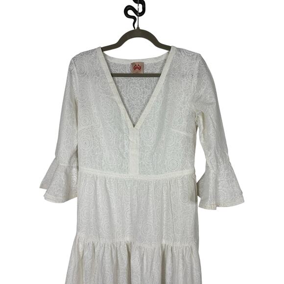 Le Sirenuse Taxi Bella Maxi Dress Embroidered Tiered Garden Summer Boho Party S - Picture 4 of 9